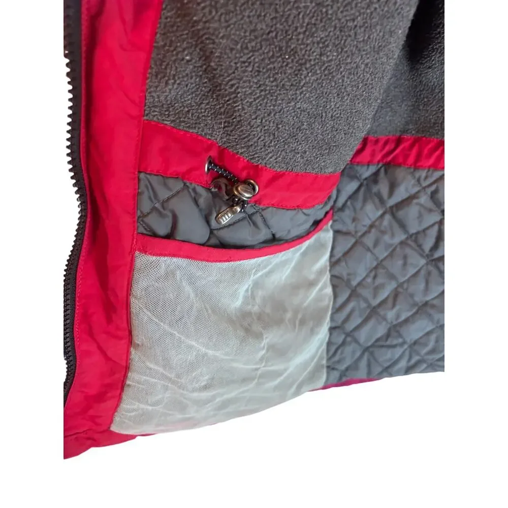 Lands' End Squall Jacket Kids 10–12 Red Black Waterproof Fleece Lined Insulated